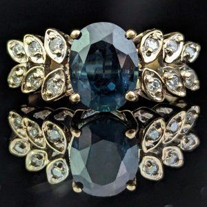 GIA Natural NO HEAT 2ct Sapphire Diamonds 14k Gold Ring Vintage Retro Estate